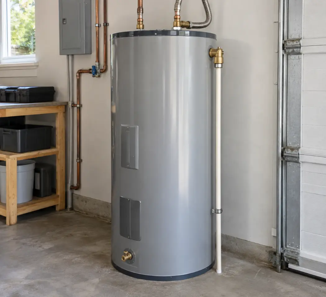 Modern water heater installed in a Naples, Florida utility room.